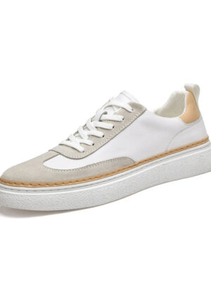 Fashion New Genuine Leather Casual Yellow White Shoes